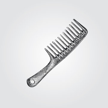 recommend clip art: Hand Drawn Comb Sketch Symbol isolated on white background. Vector barbershop accessories In Trendy Style