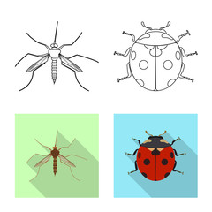 Vector illustration of insect and fly symbol. Collection of insect and element vector icon for stock.