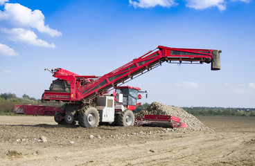 vehicle harvesting sugar beets