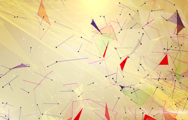 Abstract background polygons. Lines plexus in style minimalism. Digital gold geometric illustration with triangles.