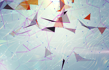 Abstract background polygons. Lines plexus in style minimalism. Digital blue geometric illustration with triangles.