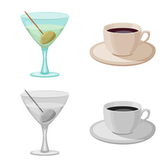Vector design of drink and bar sign. Collection of drink and party vector icon for stock.