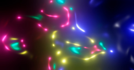 Fototapeta premium 3d rendering. Fantastic background of bright glowing particles in deep space. Bright electric flashes