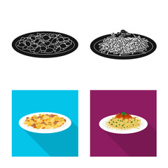 Vector design of pasta and carbohydrate icon. Collection of pasta and macaroni vector icon for stock.