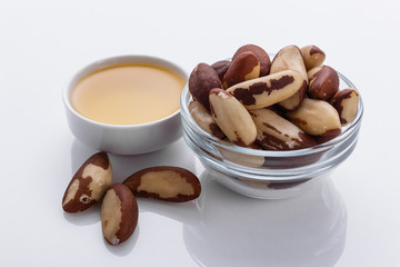 brazil nut on a white acrylic background