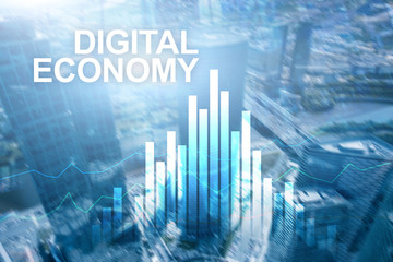 DIgital economy, financial technology concept on blurred background.