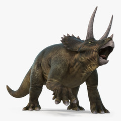 Triceratops dinosaur on bright background. 3D illustration - obrazy, fototapety, plakaty