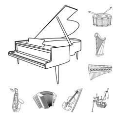 Vector illustration of music and tune icon. Collection of music and tool stock vector illustration.
