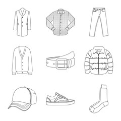 Isolated object of man and clothing icon. Collection of man and wear vector icon for stock.