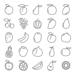 Fruits line icons set