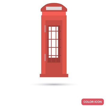 London telephone booth color flat icon