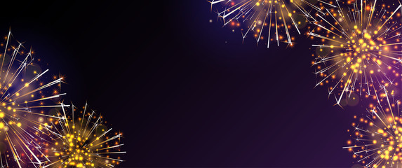 Holiday background with color firework. Festive poster.