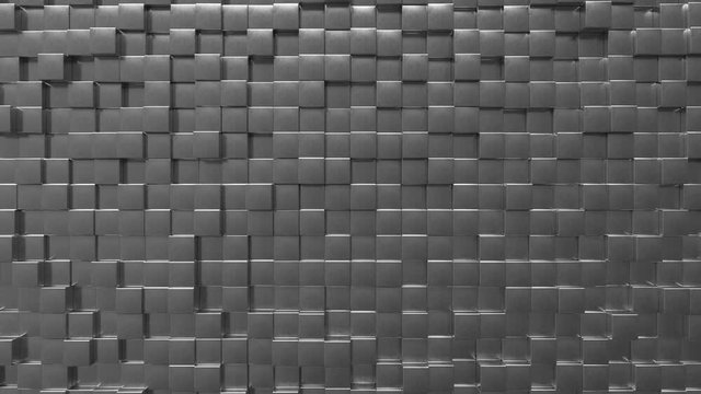 Abstract looping motion background texture of metallic cubes.