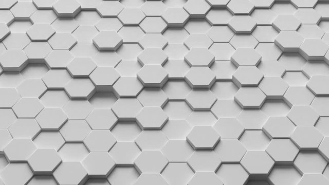 Abstract looping motion background texture of hexagons.