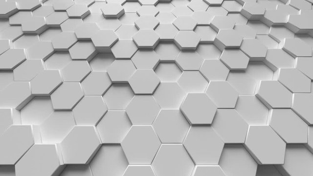 Abstract looping motion background texture of hexagons.