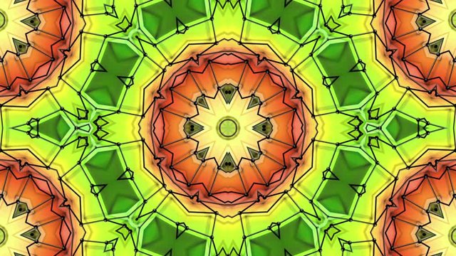 multicolored three-dimensional pattern from star figures slowly moving. abstract kaleidoscope background. 3D rendering