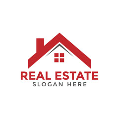 Red real estate house logo icon design template