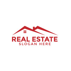 Red real estate house logo icon design template