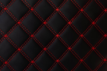 classic black and red leather Mat with straight stitching soft leather machine foot textured...