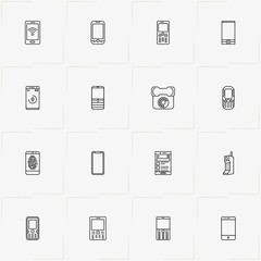 Phone line icon set with smart phone, telephone  and mobile phone