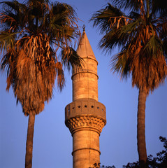 The minaret of the Gazi Hassan Pasha mosque