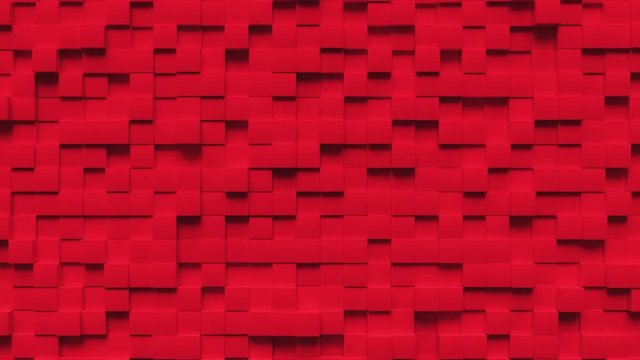 Abstract looping motion background texture of red cubes.