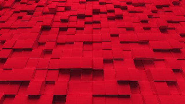 Abstract looping motion background texture of red cubes.