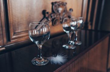 Set of glasses in a luxurious interior