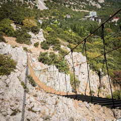 Suspension bridge in mountain