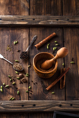 Tradition indian garam masala with assorted ingridients