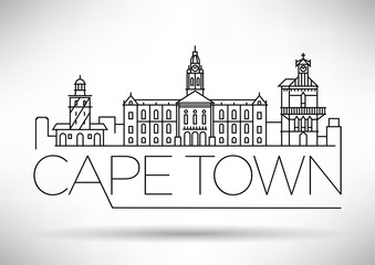 Naklejka premium Minimalna linia horyzontu Cape Town City z typograficznym projektem