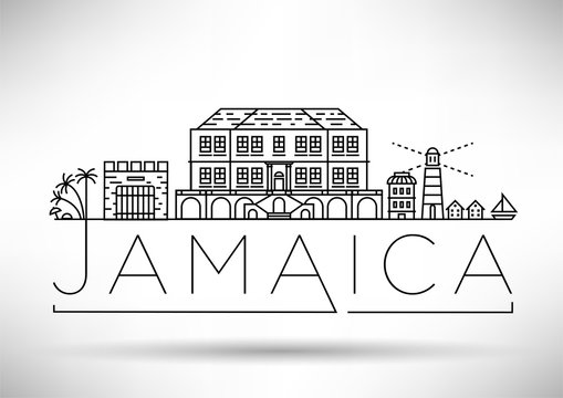 Minimal Jamaica City Linear Skyline with Typographic Design