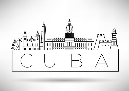 Minimal Havana City Linear Skyline with Typographic Design