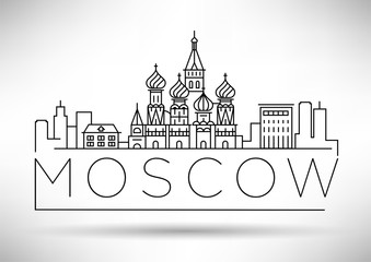 Minimal Moscow City Linear Skyline with Typographic Design