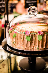 Cake under bell glass dome