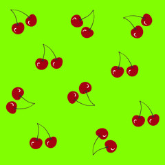 Sweet cherries on a green background

