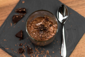 Homemade delicious dark chocolate mousse