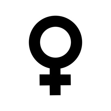 Sign female gender black icon. A symbol sexual affiliation. Flat style for graphic design, logo. A happy love. Vector illustration