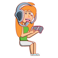 cartoon girl and headset