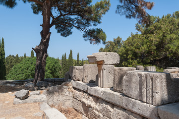 Monastery of Filerimos, Rhodes Island, Greece. Here once stood the Acropolis of the ancient town of...