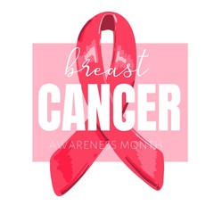 Breast Cancer Awareness. Stroke Pink Ribbon.