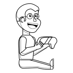 cartoon kid with videogames design