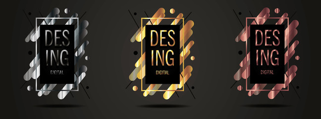 Fototapeta premium Vector framework for your text modern graphics. dynamic frame stylish geometric black background with gold.