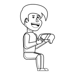 cartoon kid with videogames design