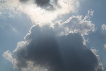 sunny day and cumulus clouds near the Mediterranean sea 