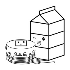 kawaii coffee maker and cookies over white