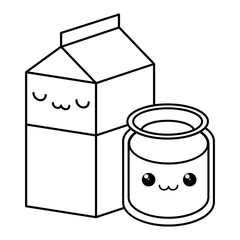 kawaii coffee maker and cookies over white