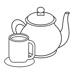 kawaii coffee maker and cookies over white