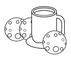 kawaii coffee maker and cookies over white