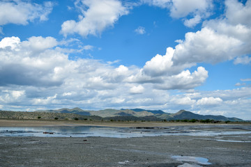 Beautiful reflection at Lake Magadi, Rift Valley, Kenya